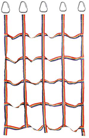 APJJ Kletternetz mit 4 Dreieck Shaken, Slackline Kingder Set Klettergerüst Kletternetz Strickleiter, Gartenkletternetz Für Kinder Zum Spielen Im Innen- und Außenbereich,185 * 145cm