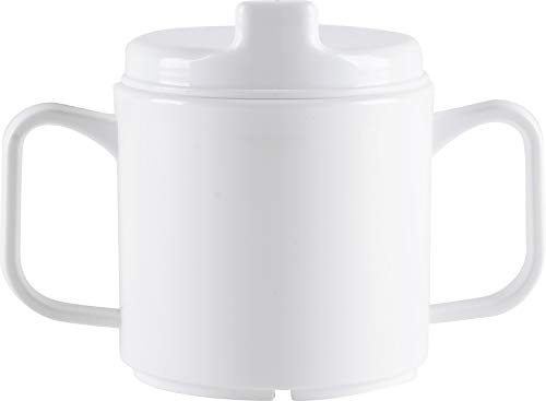 NuHorizons Healthcare Products 2 Handled Adult Feeding Cup - Two Handled Mug with Or Without Lid (with Lid, Pack of 1)