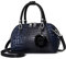 NICOLE & DORIS Handtasche Damen Klein Retro Umhängetaschen Henkeltasche Kroko Optik Schultertaschen PU Leder Tasche mit Blumen Anhänger Navy blau