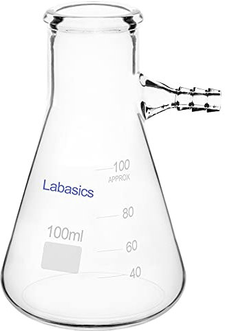 Labasics Glass 100 ml Heavy Wall Borosilicate Glass Filtering Flask, Bolt Neck with Tubulation, 100 ml
