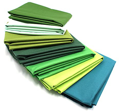 7x 0,5m Baumwollstoff Set 148cm Breite 100% Baumwolle 3,5m Material Auswahl viele Farben Patchwork (Grüntöne, 7er Set)