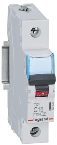 LEGRAND, TX3 Leitungsschutzschalter C-Charakteristik, 16A, 1-polig, 6kA, 230/400VAC, 1 Teilungseinheit, 403434