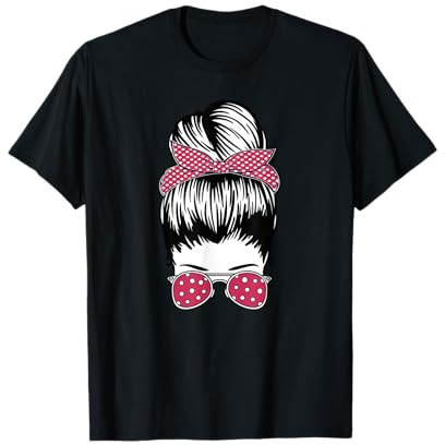 Messy Bun Retro Rockabilly Girl T-Shirt