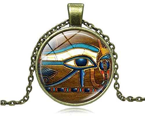 Yienate Longue chaîne œil d'Horus - Collier vintage en ambre - Collier pour femmes et filles