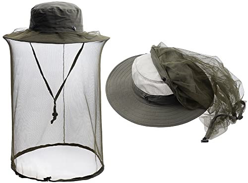 ZffXH Imkerhut Mit Schleier, Armeegrün Mesh Atmungsaktiv Mückenhut, Moskitonetz Hut, Sonnenhut Mit Moskitonetz Damen, Tropenhut Mit Moskitonetz, Herren Hut Mit Netz Sommerhut, Mosquito Hat
