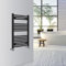 Warmehaus Radiador de baño curvo con calefacción central, 800 x 500 mm, color negro