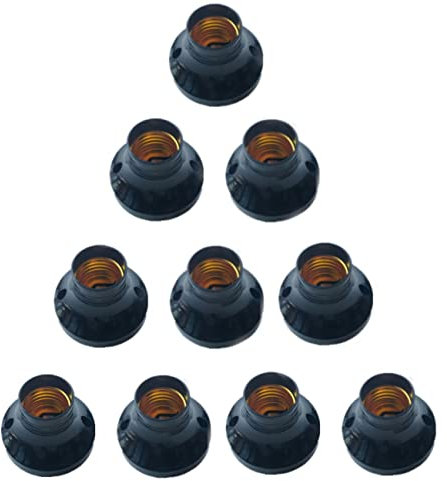 LATRAT Lot de 10 douilles de lampe universelles E27 - Culot de plafond - Douille murale E27 - Pas de câble - Pour support de lampe, cave, noir
