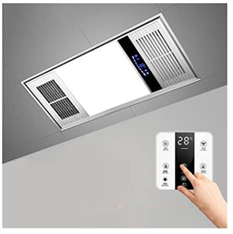 Exhaust Fan 3 in 1 Bathroom Ventilator Fan with LED Lights and Heater, Ceiling Integrated Exhaust Fan with Hot&Cold Wind, 30×60CM Rectangular Ventilator Fan Vent Fan (Color : Touch switch sliver)