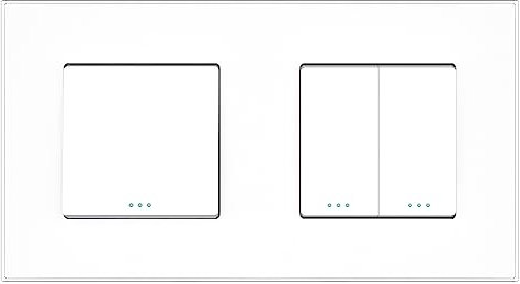 PULSAR Doppelschalter Unterputz Glas Weiß 2-fach, Ein-Ausschalter/Ein-Ausschalter Doppelt Kombination, Lichtschalter/Doppellichtschalter 157x86mm EU-Standard
