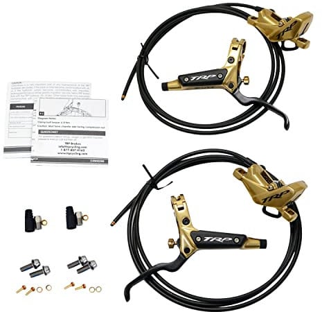 TRP DH-R EVO HD-M846 Hydraulic Disc Brake Set 4-Piston Caliper (F+R), Gold, STB2707