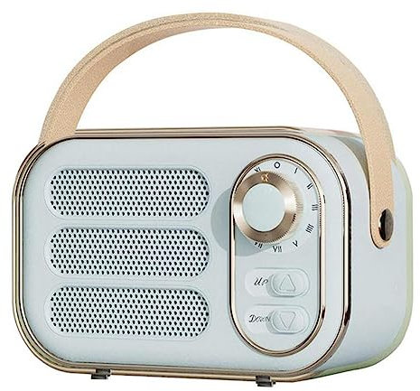 Knadgbft Altavoz retro 360 efecto estéreo Bluetooth mini altavoz vintage radio decoración del hogar caja de sonido para exteriores azul