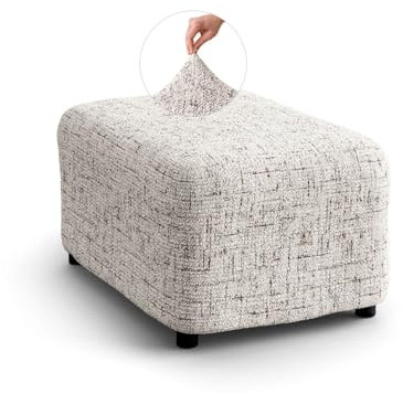 PAULATO - Hockerbezug aus Mikrofaser, Kollektion Vittoria, bi-elastisches, maschinenwaschbares Gewebe, WavyTech-Technologie, Made in Italy - Vittoria Natürlich