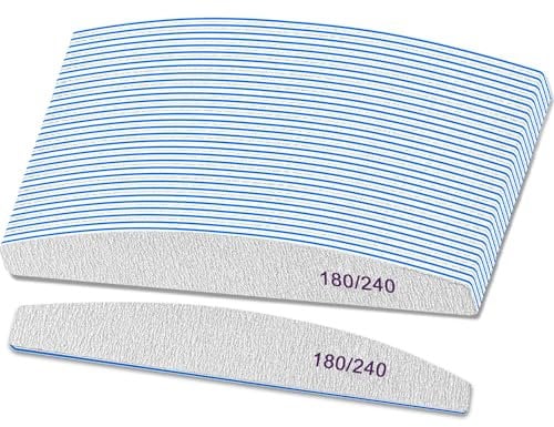 Selistamm Nail Files, 25Pcs Emery Board for Nails, Professional Nail Files for Acrylic Natural Nails, 180/240 Grit Nail Files, Nail File Set Washable and Reusable, Emery Board for Double Sided