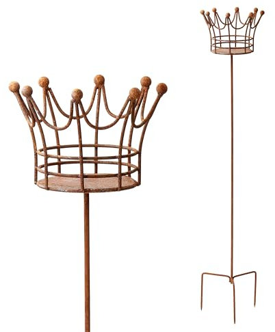 Kerzenhalter Blumenhalter Krone in DREI Größen Rost Deko Leuchtfeuer Krone Gartendeko Stab Edelrost (groß - 136cm hoch)
