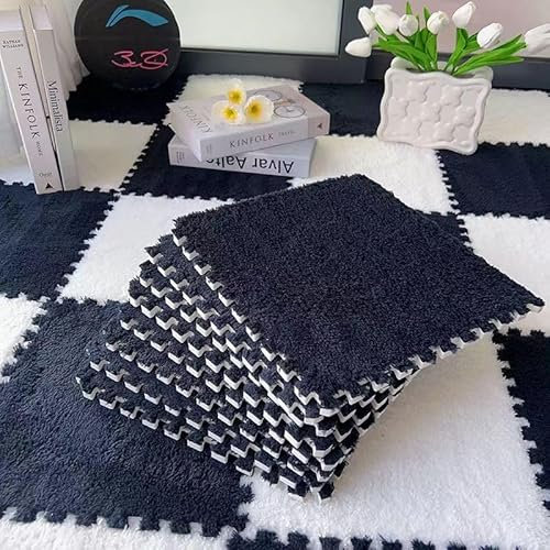 Plush Foam Floor Mat, 30x30x1cm Playmats Puzzle Rug Foam Floor Tiles Mat, Non-slip Soft Interlocking Carpet Area Rug for Room Decor (30Pcs)