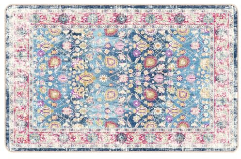 vidaXL Teppich, Waschbar Bodenteppich mit auffälligem Muster, Wohnzimmerteppich rutschfest Pflegeleicht, Kurzflor Matte Vorleger, Mehrfarbig 190x300cm