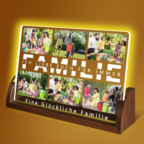 YINYIFANS Personalisierter LED-Nachtlicht-Fotorahmen mit individueller Foto-Acrylglas-Plakette,ideal für Familie,Eltern,Freunde,geliebte Menschen als Erinnerungsfoto-Geschenk (Stil 6)