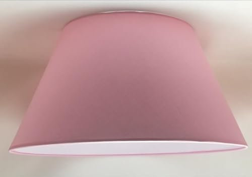 50 cm Cône Abat-jour, Tissu en Coton avec dos en PVC blanc, Produit fait main, pour Lampe de table, Lampadaire (Rose)