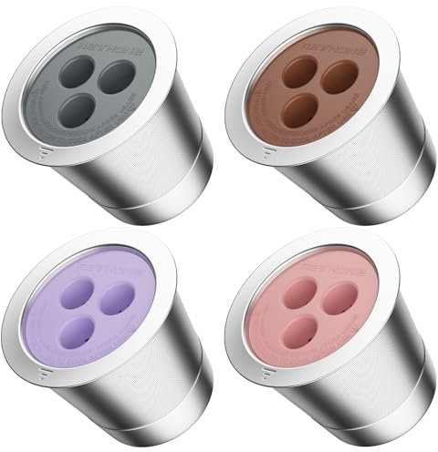 RETHONE Reusable K Cup Reusable Coffee Pods Compatible with Ninja Coffee Maker, Stainless Steel Reusable Coffee Filters for Ninja CFP201 CFP300 CFP301 CFP305 CFP307 CFP400 Dual Brew Pro (4 Packs)