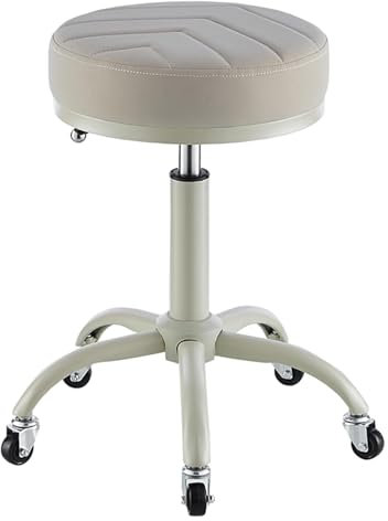 ArtRay Bürostuhl, Schreibtischstuhl, grau, rund, rollender Barhocker, Drehstuhl für Schönheitssalon, Spa, 5 Krallen mit Rollen, verstellbar 45–60 cm