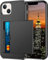 XYZNTMF for iPhone 13 Case iPhone 13 Shockproof Case with Card Holder Soft Silicone Bumper Matte Hard PC Shell Heavy Duty Protective Skin Cover Armor Rubber iPhone 13 Phone Case, Black
