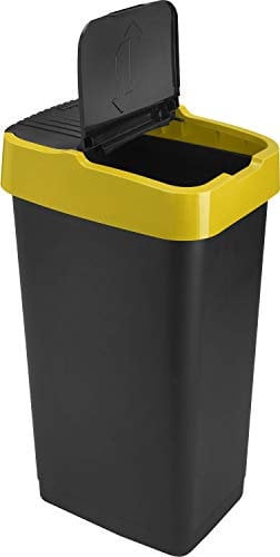 Recycle Bin Push&Up 60 Liter with Bin Bag for Home Kitchen Office Rubbish Trash Bin (Yellow)