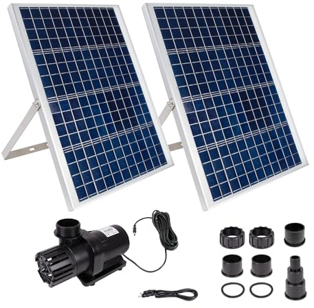 Innovative Solar Teichpumpe Springbrunnen Wasserspiel Teichpumpen-Set für den Gartenteich - Solarpanel im Stabilen Alu-Rahmen (Oasis-6000)