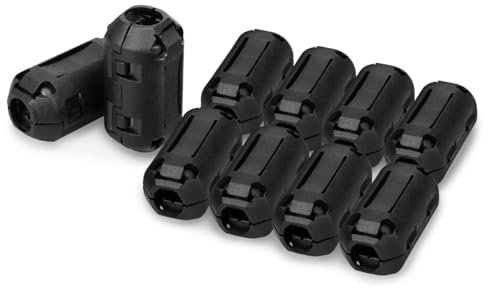 Innfeeltech 10 Stück Ferritringkern Schwarz Clip-on Ferritkern EMI Rauschunterdrücker Kabelclip mit 3,5mm Innendurchmesser für USB Kabel, Audio und Video Kabel Stromkabel
