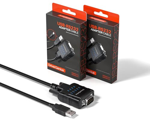 DriverGenius SerialPulseX Series USB-zu-Seriell/RS232 (DB9) Adapter mit 9 x LED – Für PLC-Programmierung, Datenerfassung & Embedded-Systeme【USB232A-E-A, 2 Stück/Packung】