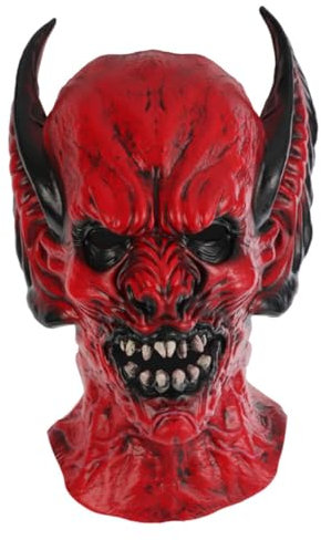 UPKOCH Halloween Gruselige Kopfmaske aus Latex für Halloween Party, Rot