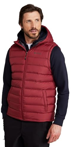 Mountain Warehouse Seasons Mens Hooded Padded Gilet - Water-resistant Isotherm Sleeveless Jacket with Side Pockets - Spring Summer, Camping, Outdoors, Travelling & Hiking Red XS