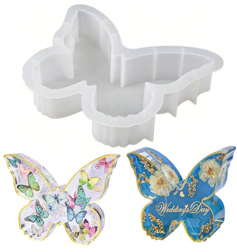 KyeeaDIY Butterfly Ornament Mould, Large Silicone Molds Butterfly Bookend Silicone Mold Epoxy Silicone Casting Silicone Mold for DIY Home Decor, Office Desk Organizer(Transparent White)