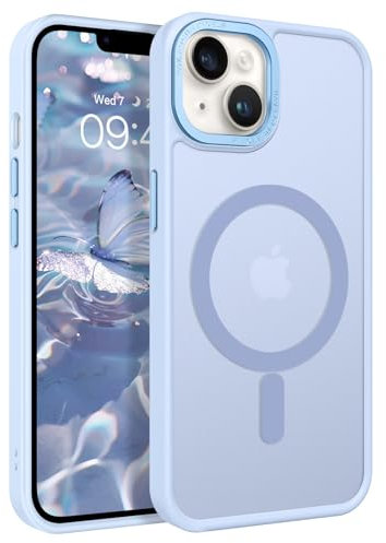 GaoBao Magnetic for iPhone 13/14 Case, Slim iPhone 14/13 Phone Case [Compatible with MagSafe] Classic Shockproof Translucent Matte Protective Cover for iPhone 14/13 6.1, Light Blue