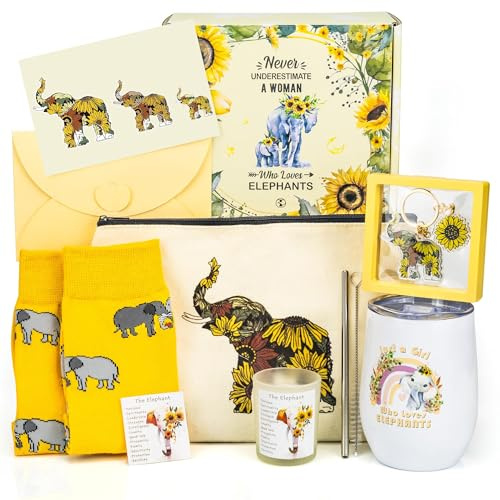 XUARU Elephant Gifts for Women,Sunflower Elephant Gift Sets for Mother’s Day ,Unique Birthday Gifts for Wife, Daughter, Best Friends, Teacher's Day, Wedding