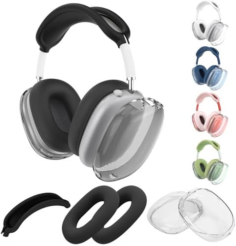 3 In 1 Silicone Protective Case Cover for AirPods Max Headphones, Anti-Scratch Dustproof Ear Pad Ear Cups Headband Protector Compatible with AirPod Max, Ultra Soft TPU Protection Accessories