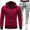 LinRim Survêtement pour homme - Survêtement de sport - Pantalon de jogging + fermeture éclair - Sweat à capuche - Streetwear - Ensemble avec capuche et fermeture éclair, Rose, XL