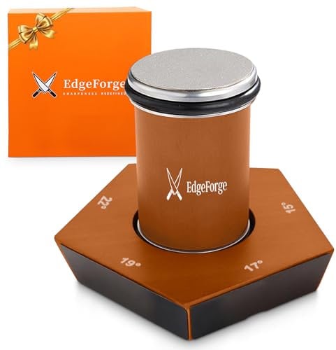 EdgeForge™ Rolling Knife Sharpener Kit - Dual-Grit Diamond & Ceramic Wheels - 5-Angle Magnetic Guide from 12-22 Degrees - Premium Beech Wood - Knife Sharpening Kit for Kitchen, Chef & Pocket Knives