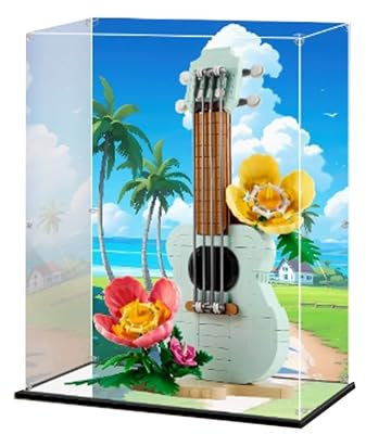 Acryl-Vitrine, kompatibel mit Lego 31156 Tropical Wind Ukulele Schaukasten-Set, staubdicht, UV-beständig, transparente Vitrine (nur Vitrine, Kit nicht im Lieferumfang enthalten) (Hintergrund)