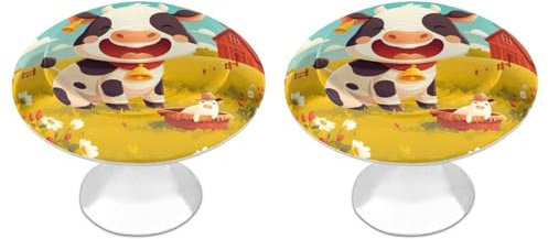 Tilivyx Door Knobs Decorative Cute Farm Animal Cow Drawer Handles Cabinet Pull Handles for Cupboard Wardrobes Bedside Table Bookcase 2 PCS