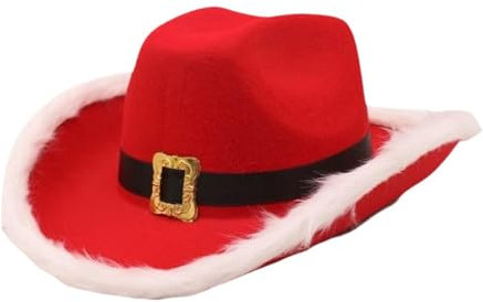 UxicRuya Weihnachts Cowboyhut, Santa Cowgirl Hut für Bühnenauftritt, Karneval