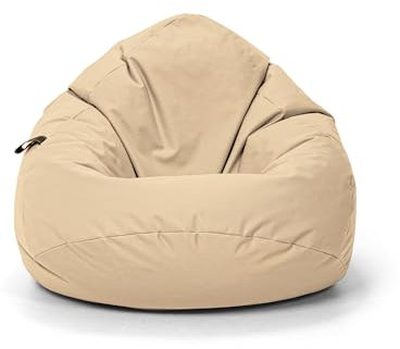 Nadimaideal Sitzsack Tropfenform Kastanie | Bodenkissen für Kinder & Erwachsene | Indoor & Outdoor | Gaming Sitzsack - Sitzkissen - Beanbag | Füllung EPS Perlen (Beige, XXL-Durchmesser 88 cm)