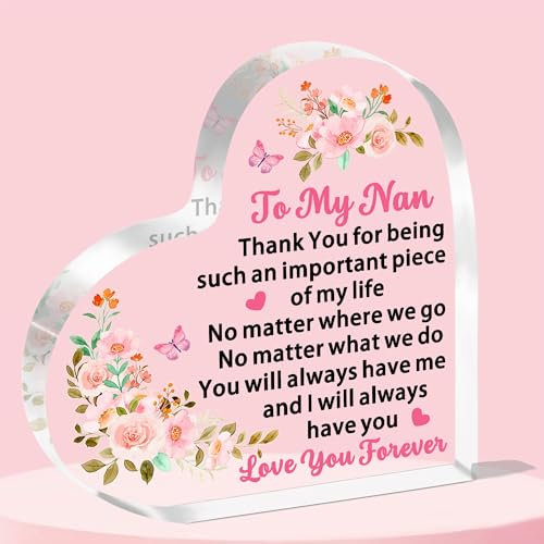 JETTOP Nan Gifts -Gifts for Nan Birthday Nan Mothers Day Christmas Heart Acrylic Presents Nan Always Have You