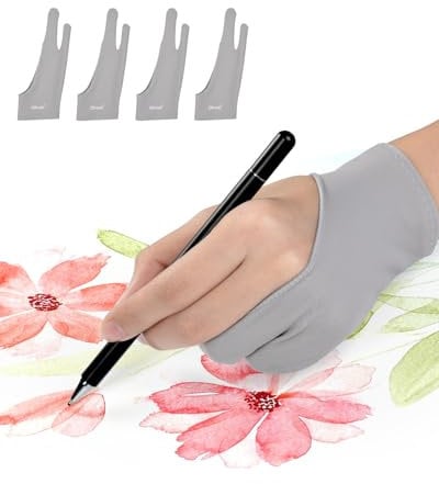 OTraki 4 Stück Antifouling Handschuh, 7x18.3cm Zeichenhandschuh Drawing Glove für Rechts und Links Künstlerhandschuh Für Grafiktabletts Graphics Tablet Pen Monitor Drawing Tablet