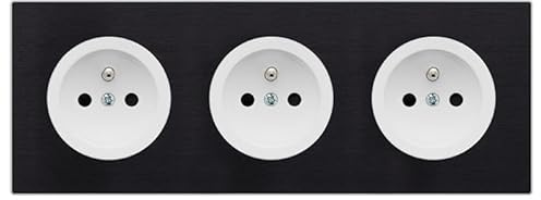 FONTINI - 3 prises 2P+T blanc glossy DOM + plaque triple métallisé anthracite