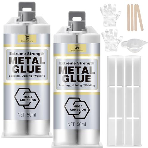 Colla per Metalli Bicomponente - Adesivo Epossidico Extra Forte 100ml per Riparazioni su Acciaio, Alluminio, Plastica, Piastrelle e Ceramica - Resistente al Calore - Alta Resistenza