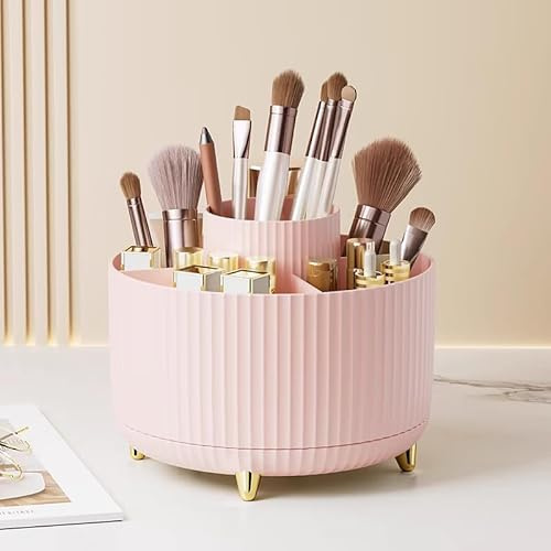 SIETIOJI 5 Slots 360° Drehbarer Beauty Organizer,Kosmetik Make Up Organizer,Kosmetikregal Kosmetik Organizers für Schlafzimmer,Badezimmer,Frisiertisch.(pink)