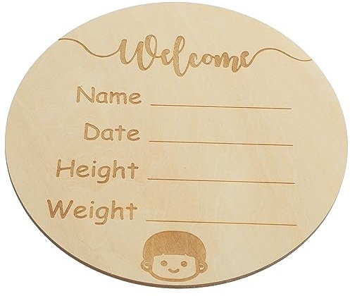 Toyvian Holzernes Geburtsanzeigeschild Für Neugeborene Runde Namensschilder Fürs Kinderzimmer Zum Anbringen An Kleidung Oder Decke