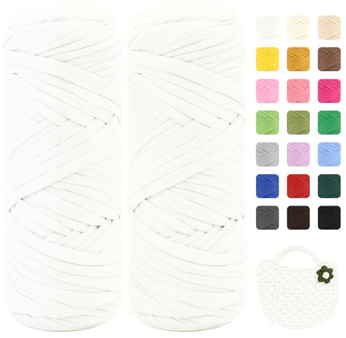 Maxee Premium T-Shirt Garn – 2er Pack (je 200g/75m), Weiches Bandgarn zum Häkeln & Stricken – Farbintensiv & pflegeleicht, Ideal für Häkeltaschen/Körbe/Teppiche DIY Projekte, Handarbeiten und Deko