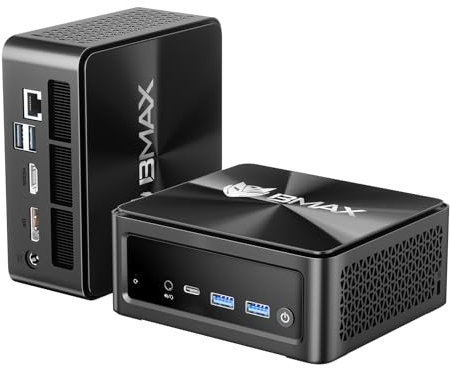 BMAX Mini PC, AMD Ryzen 7 5700U (8C/16T, bis zu 4,3 GHz), Mini Desktop Computer 16 GB DDR4 512 GB NVMe SSD, HDMI, Typ-C, DP1.4 Triple Display 4k@60 Hz WiFi 6 BT 5.2 Micro PC fürs Büro, B5APro G7R3