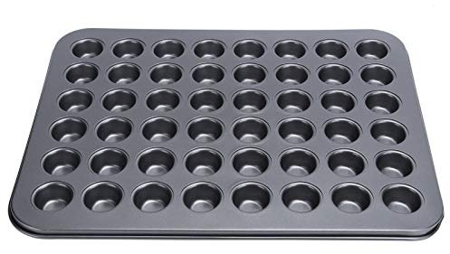 cardyven 48 Cup Non Stick Mini Round Cupcake Pan, Tin Tray Carbon Steel Bakeware Mini Muffin Individual Cupcake Baking Pan for Delicious Baked Goods Muffin
